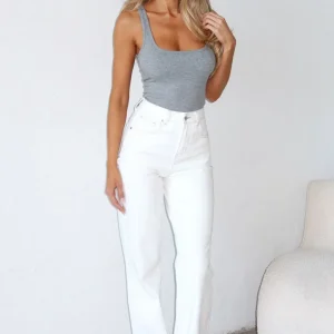 Alyssa High Rise Straight Leg Jeans Off White